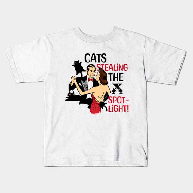 Cat Stealing The Spotlight, funny cat, cats, meme cat, meme lover, black cat meme, funny kitten, cat jump, couple dancing, meme tee Kids T-Shirt by BloomInOctober